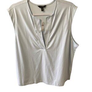 Banana Republic Sleeveless Baby Blue Dress Shirt Keyhole X Large